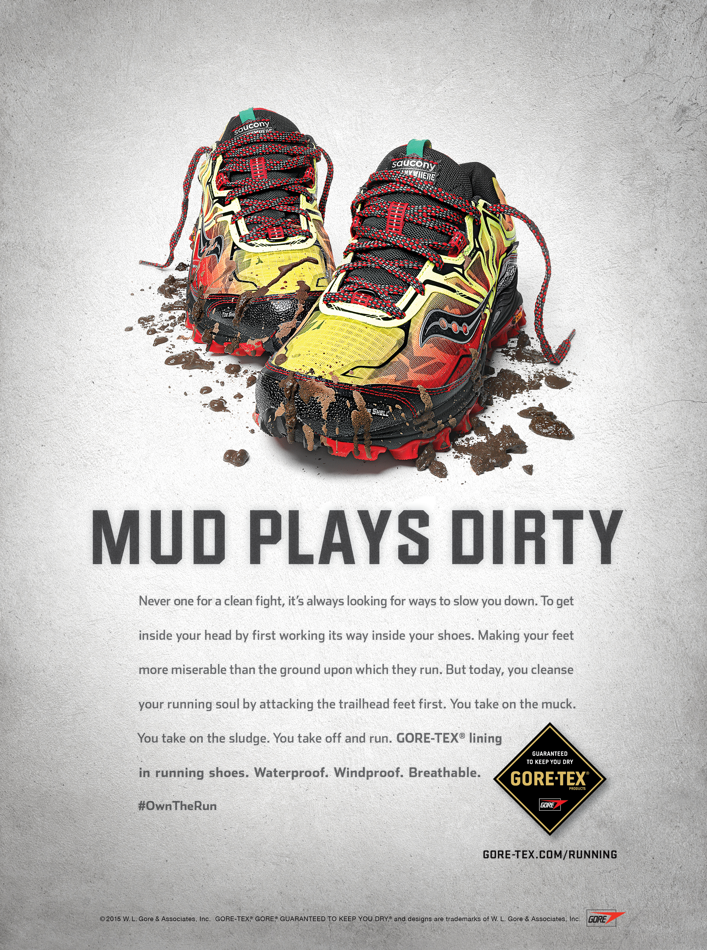 running shoe print in mud